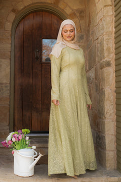 Sareen Lace Maxi Dress- Sage Green