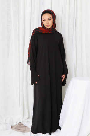 Tala premium Ribbed Knit Abaya- Black