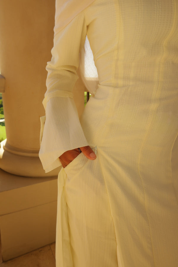 Sila Textured Chiffon Pants Set - Butter Yellow