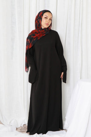 Tala premium Ribbed Knit Abaya- Black