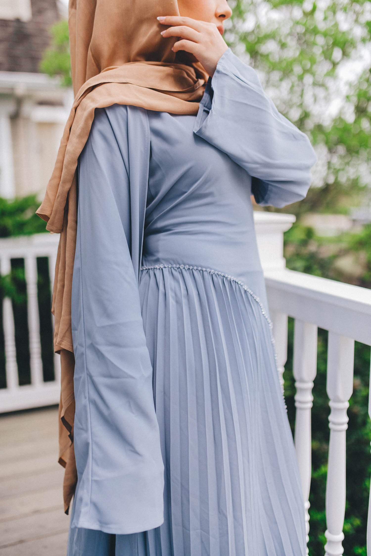 Samira Pleat Abaya Set - Cloudy Blue Samira Pleat Abaya Set - Cloudy Blue