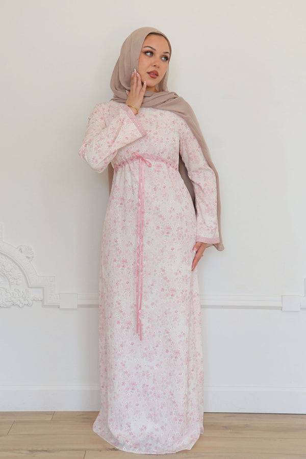 Evelyn Tie Maxi Dress - Rose Pink