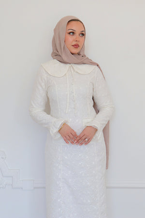 Elora Lace Floral Dress - Beige