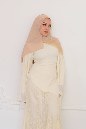 Aveline Textured Chiffon Lace Set - Butter