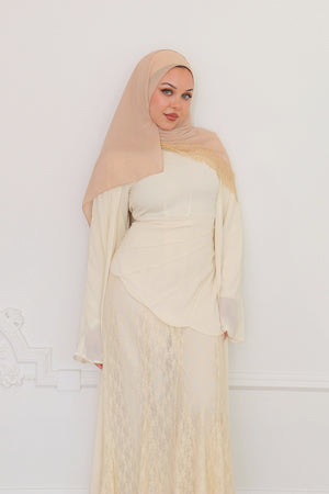 Aveline Textured Chiffon Lace Set - Butter
