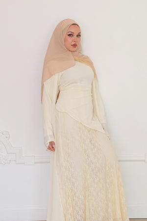 Aveline Textured Chiffon Lace Set - Butter