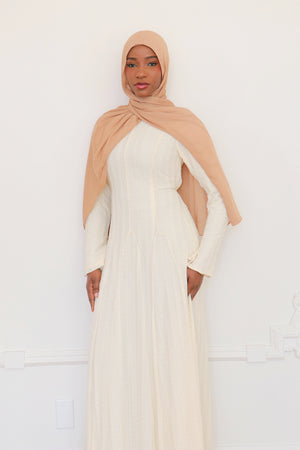 Sareen textured Chiffon Dress- Beige