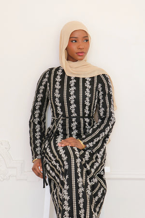 Elena Lace Maxi Dress- Black