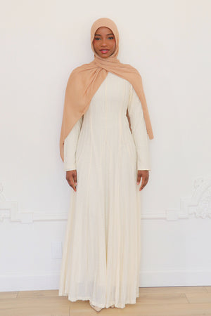 Sareen textured Chiffon Dress- Beige