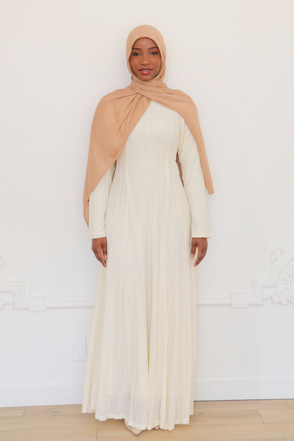 Sareen textured Chiffon Dress- Beige