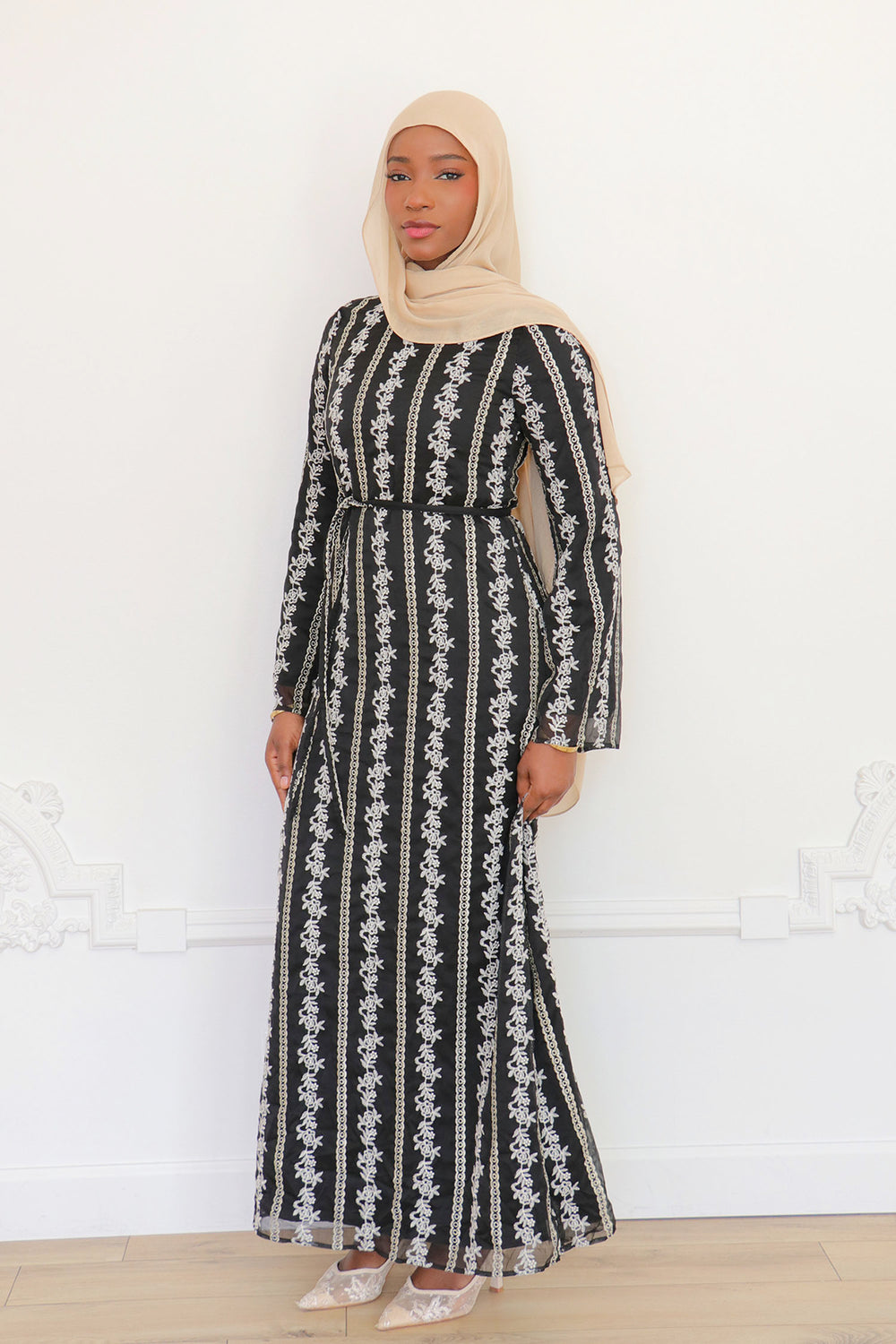 Elena Lace Maxi Dress- Black