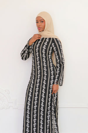 Elena Lace Maxi Dress- Black