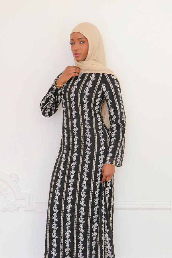 Elena Lace Maxi Dress- Black
