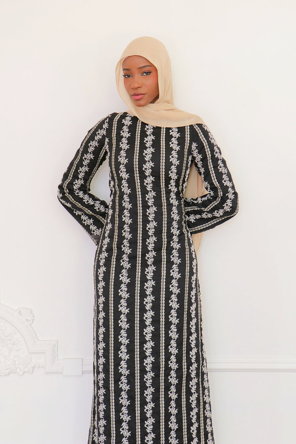 Elena Lace Maxi Dress- Black