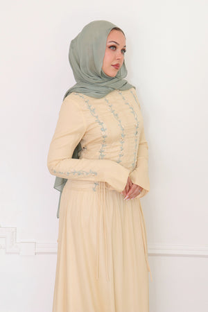 Soleil Embroidery Organza Dress - Butter Yellow