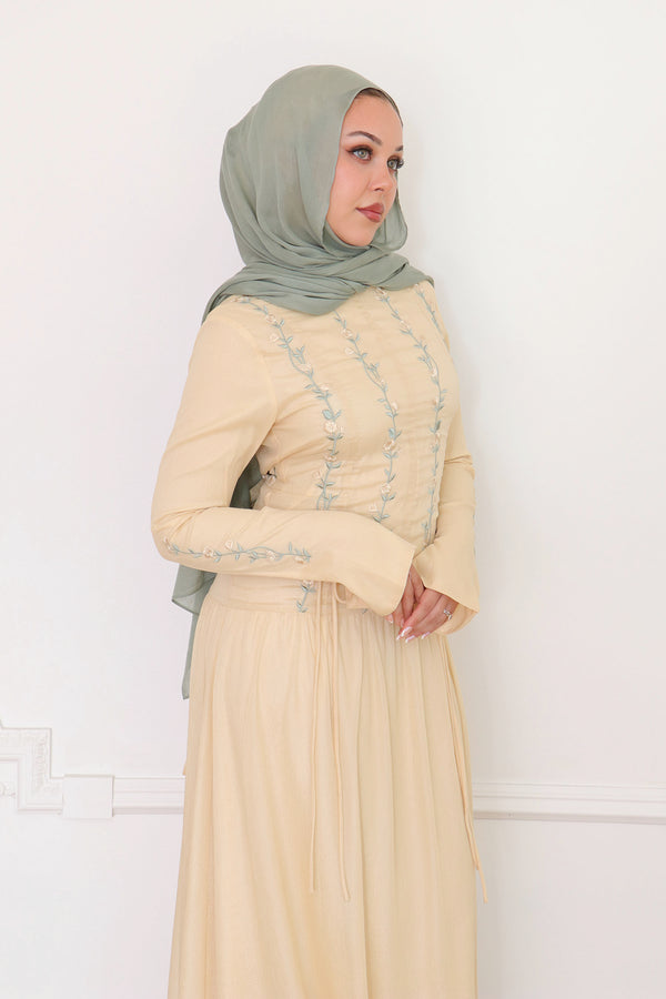 Soleil Embroidery Organza Dress - Butter Yellow