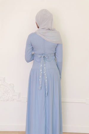 Soleil Embroidery Organza Dress - Blue Gray