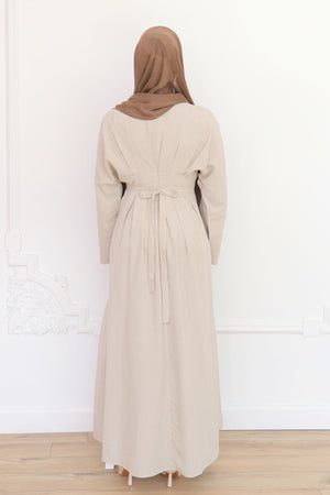 Sena Pleat Abaya - Beige