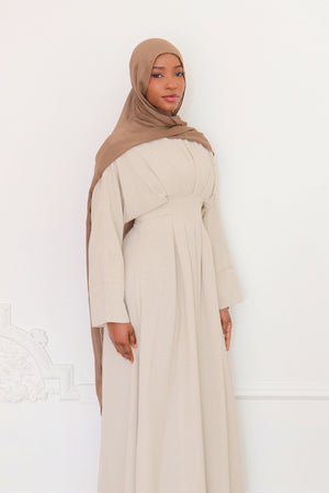 Sena Pleat Abaya - Beige