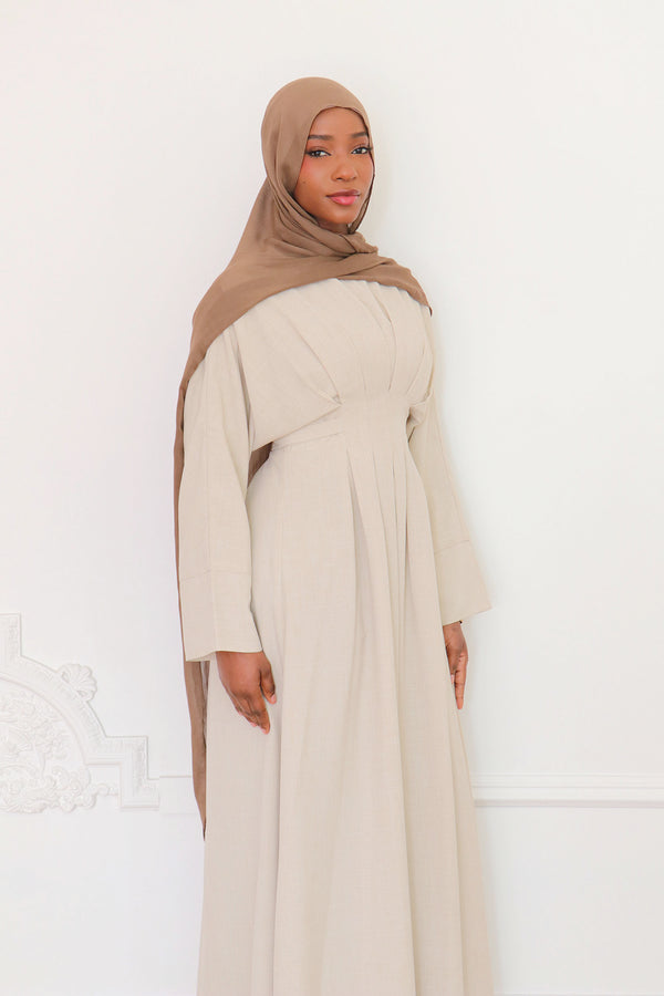 Sena Pleat Abaya - Beige