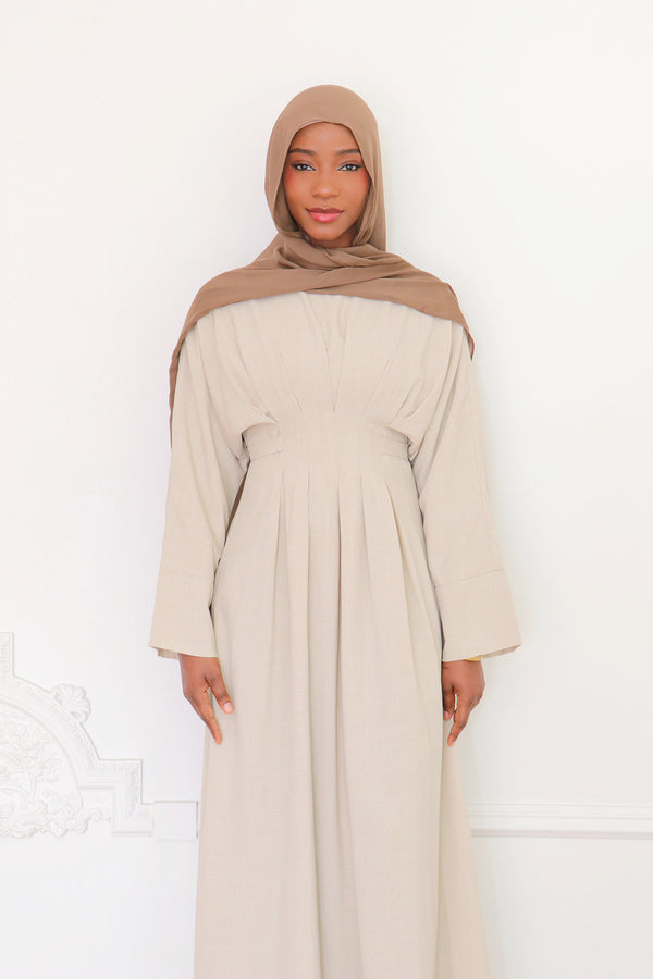 Sena Pleat Abaya - Beige