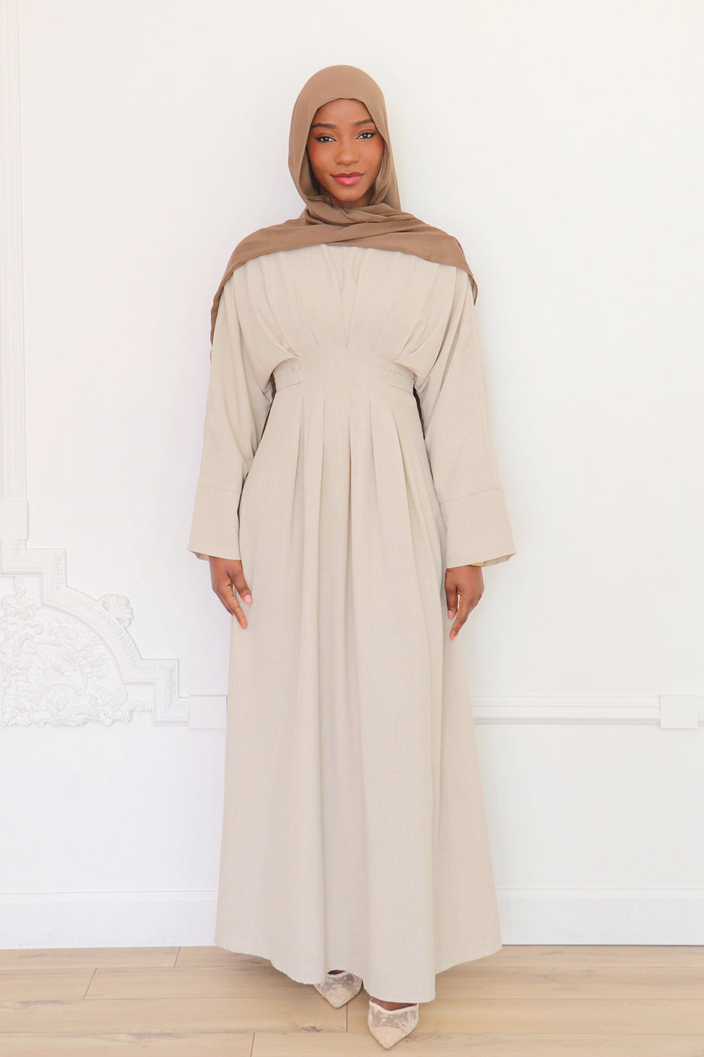 Sena Pleat Abaya - Beige