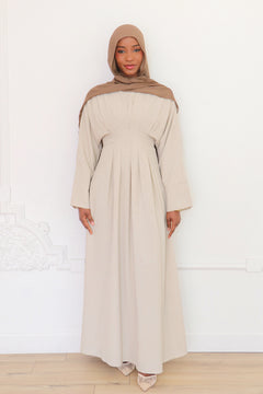 Sena Pleat Abaya - Beige
