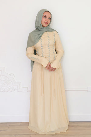 Soleil Embroidery Organza Dress - Butter Yellow