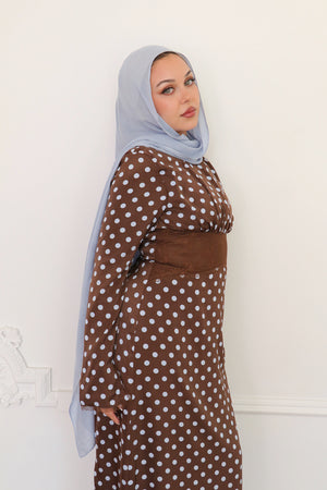 Elia Polka Dot Lace Dress - Brown/Blue