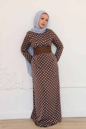 Elia Polka Dot Lace Dress - Brown/Blue