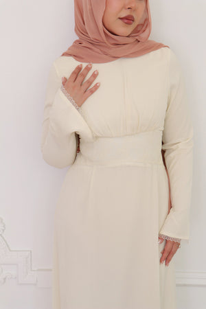 Elia chiffon Lace Dress - Beige