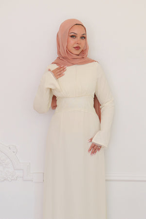 Elia chiffon Lace Dress - Beige