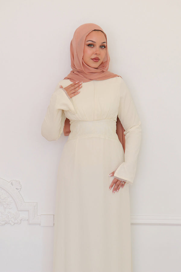 Elia chiffon Lace Dress - Beige