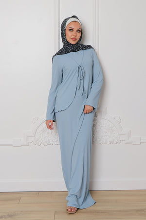 Lina Ribbed Maxi Set- Soft Blue