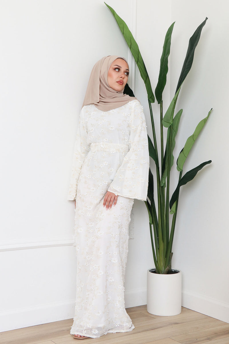 Inara Embroidery Dress- White