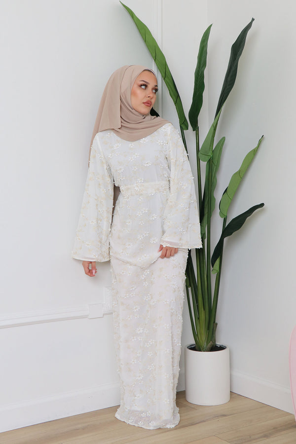 Inara Embroidery Dress- White