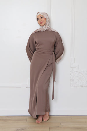 Milah Wrap Abaya- Mink