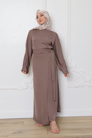 Milah Wrap Abaya- Mink