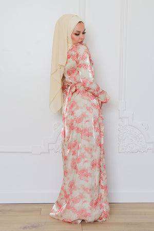 Daisy Organza Floral Maxi Dress- Pink