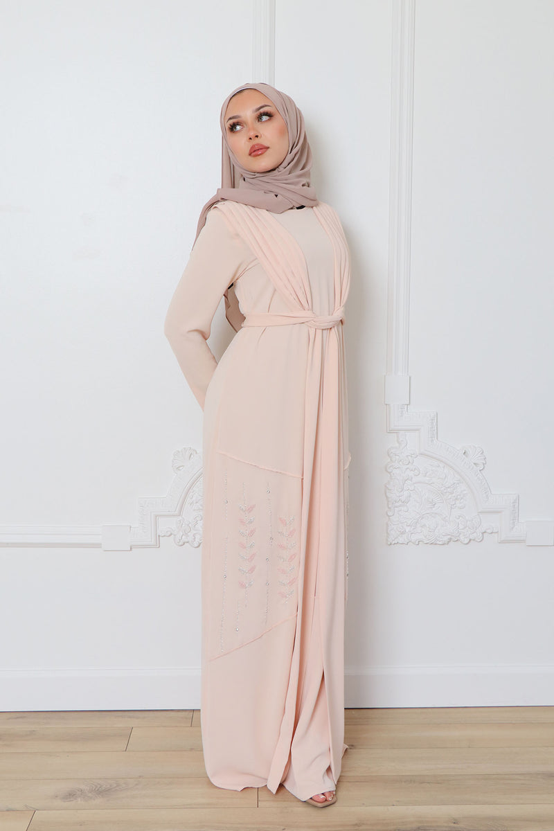 Ayanna Beaded Wrap Dress- Blush Pink