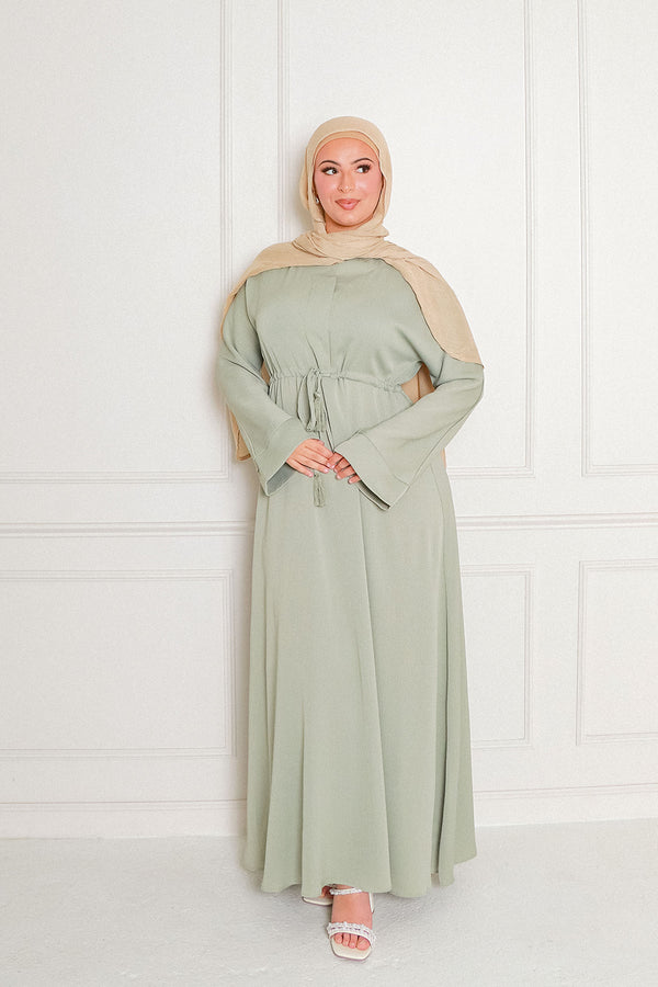 Ivy Essential Flare Abaya- Light Sage Green