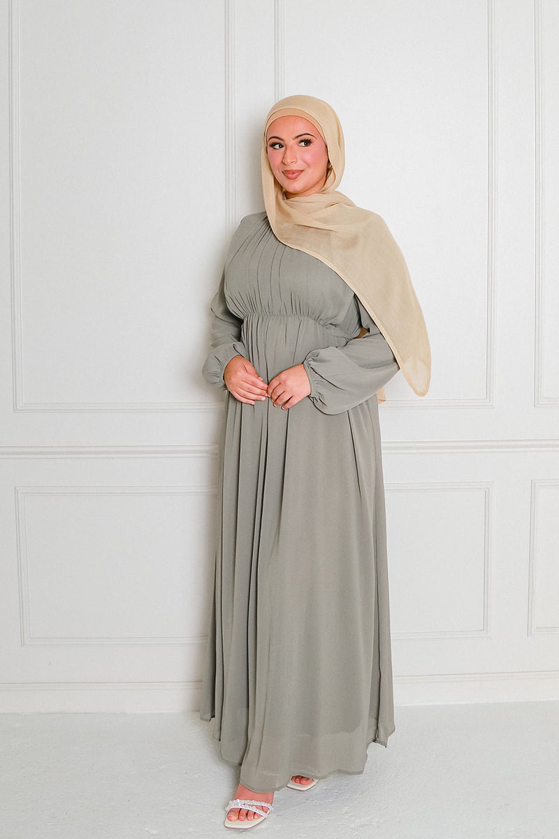Naya Textured Chiffon Dress- Desert Sage