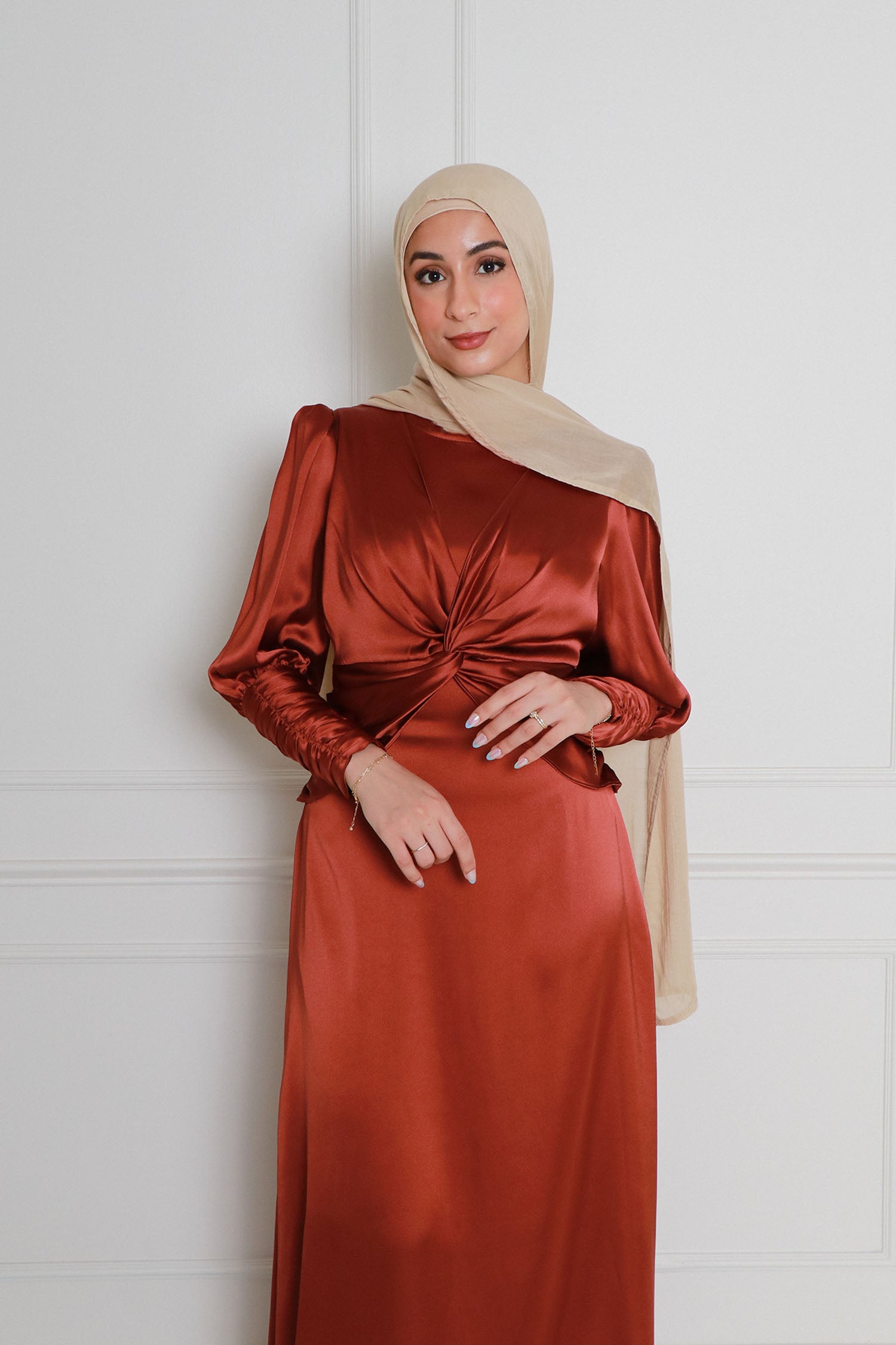 orange silk wrap dress Orange Silk Blend Wrap Dress