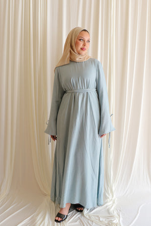 Amara Textured Abaya- Mint Blue