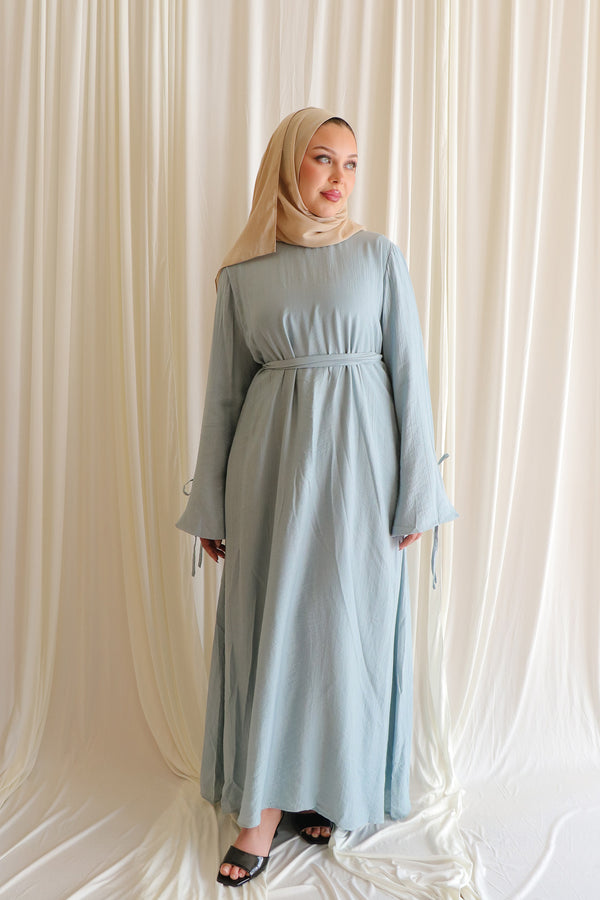 Amara Textured Abaya- Mint Blue