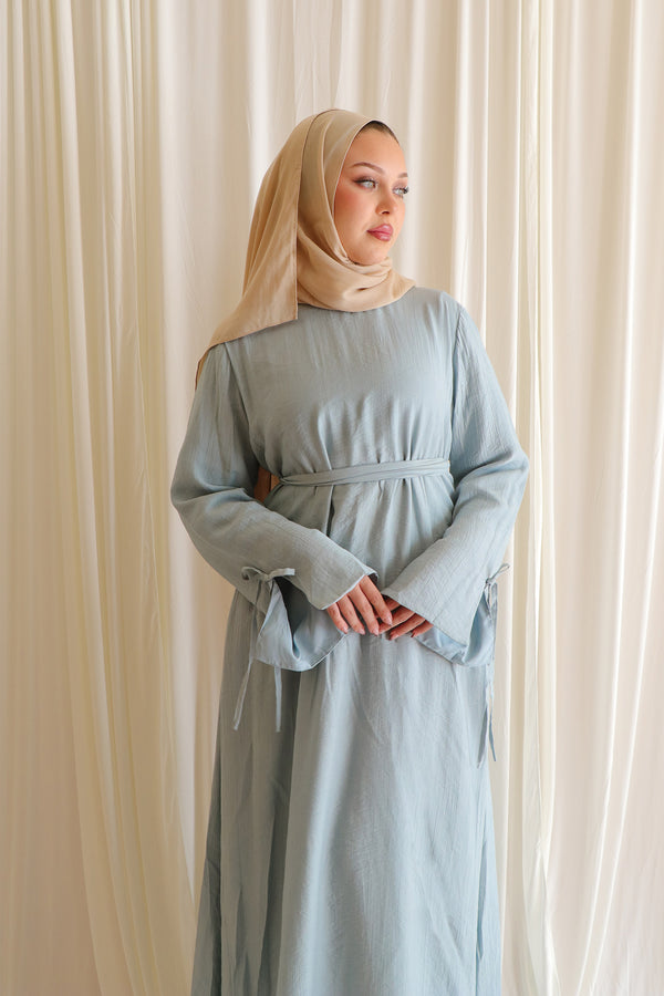Amara Textured Abaya- Mint Blue