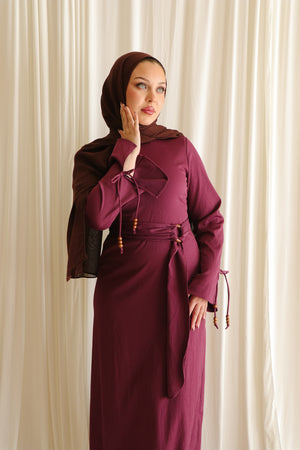 Rama Linen Wood Dress- Deep Plum