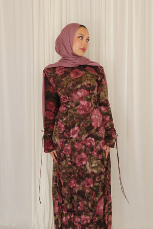 Daisy Lace Floral Dress- Plum