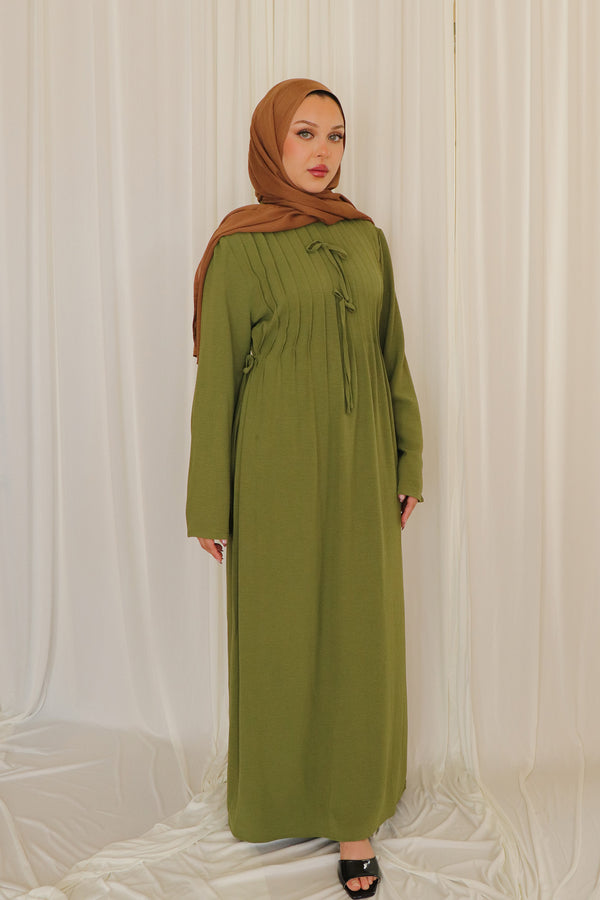 Noor Linen Essential Abaya- Matcha Green