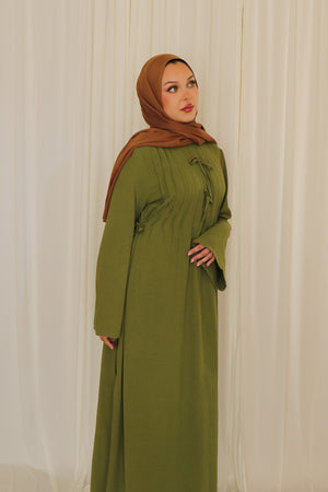 Noor Linen Essential Abaya- Matcha Green